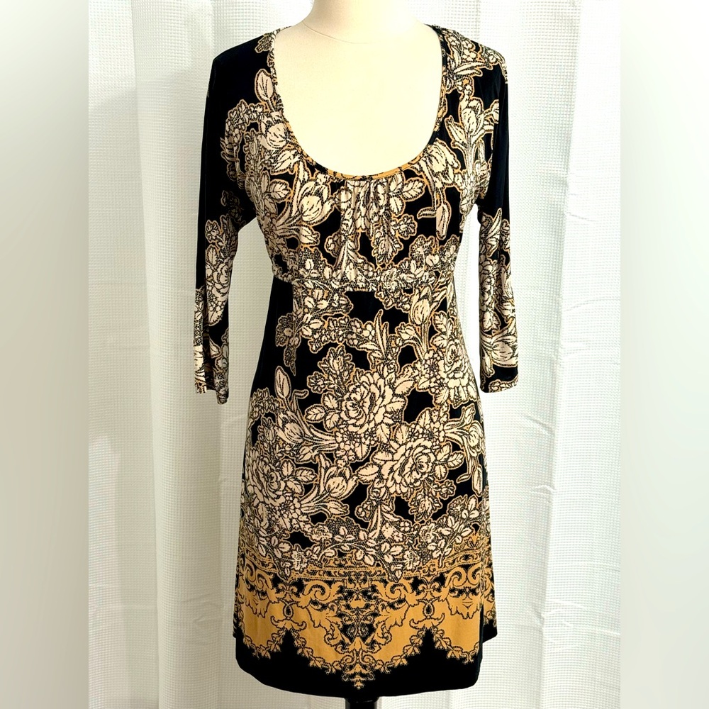 Soma Intimates Women's Dolman Sleeves Empire Waist, Black Floral, Size M